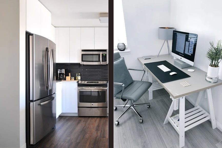 Casa y oficina limpias con linea negra en medio